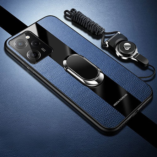 Soft Silicone Gel Leather Snap On Case Cover with Magnetic S01 for Xiaomi Poco X5 Pro 5G Blue