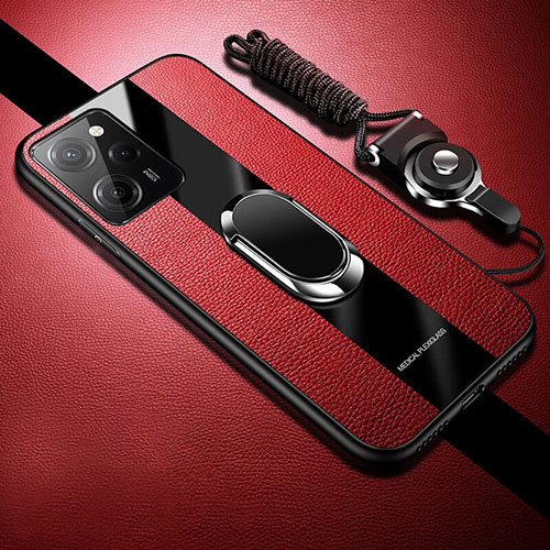 Soft Silicone Gel Leather Snap On Case Cover with Magnetic S01 for Xiaomi Poco X5 Pro 5G Red