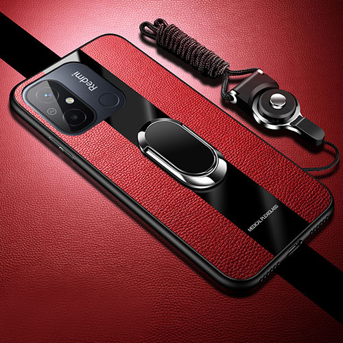 Soft Silicone Gel Leather Snap On Case Cover with Magnetic S01 for Xiaomi Redmi 11A 4G Red