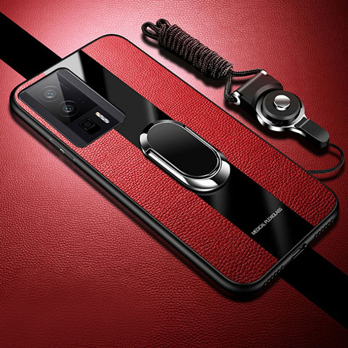 Soft Silicone Gel Leather Snap On Case Cover with Magnetic S01 for Xiaomi Redmi K60 5G Red