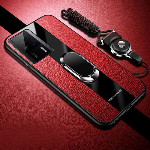 Soft Silicone Gel Leather Snap On Case Cover with Magnetic S01 for Xiaomi Redmi K60E 5G Red