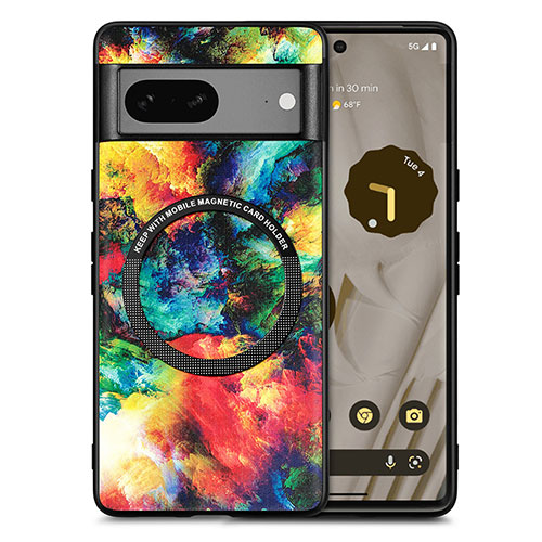 Soft Silicone Gel Leather Snap On Case Cover with Magnetic S01D for Google Pixel 7a 5G Mixed