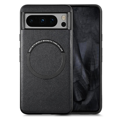 Soft Silicone Gel Leather Snap On Case Cover with Magnetic S01D for Google Pixel 8 Pro 5G Brown