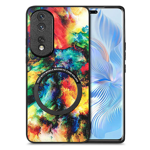 Soft Silicone Gel Leather Snap On Case Cover with Magnetic S01D for Huawei Honor 80 Pro 5G Mixed