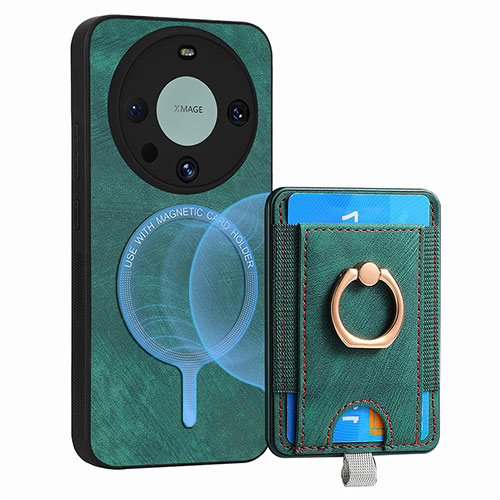 Soft Silicone Gel Leather Snap On Case Cover with Magnetic S01D for Huawei Mate 60 Green