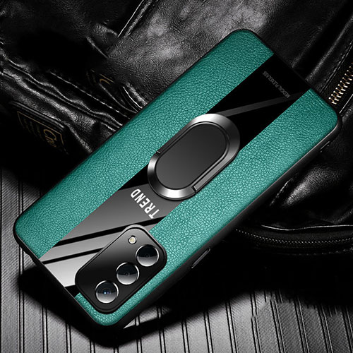 Soft Silicone Gel Leather Snap On Case Cover with Magnetic S02 for Oppo A54 5G Green