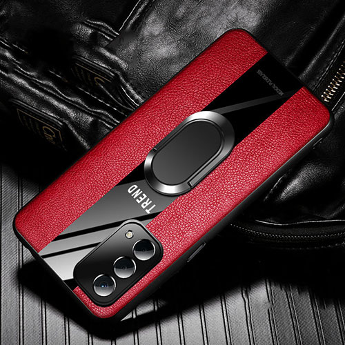 Soft Silicone Gel Leather Snap On Case Cover with Magnetic S02 for Oppo A93 5G Red