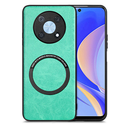 Soft Silicone Gel Leather Snap On Case Cover with Magnetic S02D for Huawei Enjoy 50 Pro Green