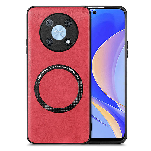 Soft Silicone Gel Leather Snap On Case Cover with Magnetic S02D for Huawei Enjoy 50 Pro Red