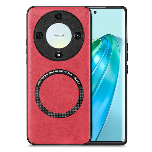 Soft Silicone Gel Leather Snap On Case Cover with Magnetic S02D for Huawei Honor Magic5 Lite 5G Red