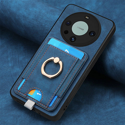 Soft Silicone Gel Leather Snap On Case Cover with Magnetic S02D for Huawei Mate 60 Blue