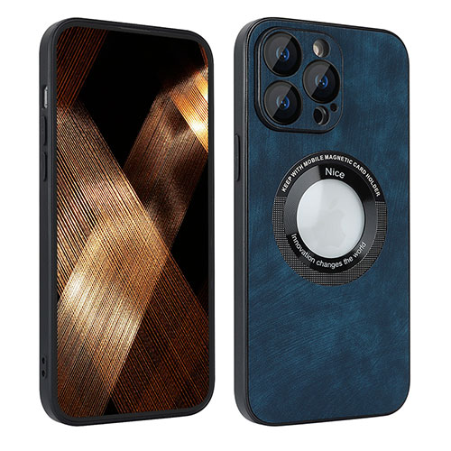 Soft Silicone Gel Leather Snap On Case Cover with Magnetic S07D for Apple iPhone 14 Pro Max Blue