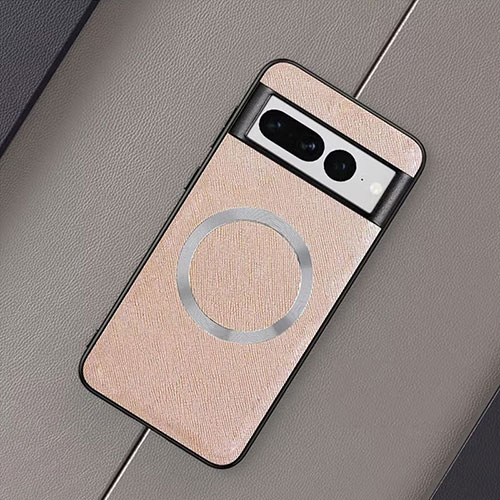 Soft Silicone Gel Leather Snap On Case Cover with Magnetic TB1 for Google Pixel 7 Pro 5G Rose Gold