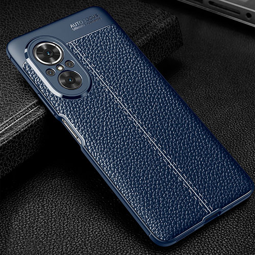 Soft Silicone Gel Leather Snap On Case Cover WL1 for Huawei Honor 50 SE 5G Blue