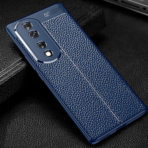 Soft Silicone Gel Leather Snap On Case Cover WL1 for Huawei Honor 70 Pro 5G Blue