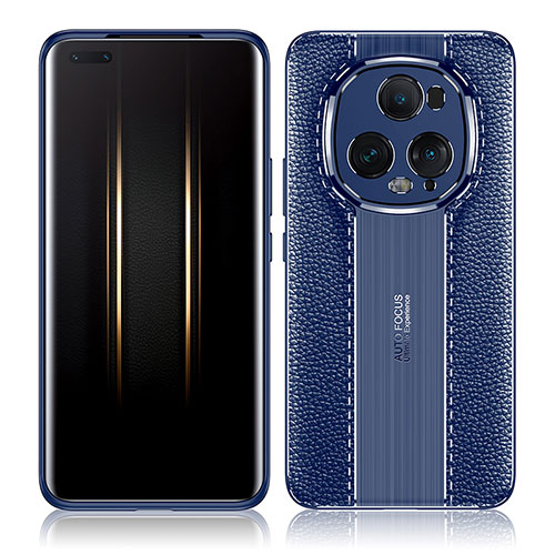 Soft Silicone Gel Leather Snap On Case Cover WL1 for Huawei Honor Magic5 Ultimate 5G Blue