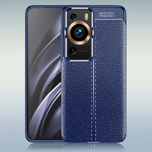 Soft Silicone Gel Leather Snap On Case Cover WL1 for Huawei P60 Blue