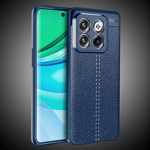 Soft Silicone Gel Leather Snap On Case Cover WL1 for OnePlus 10T 5G Blue