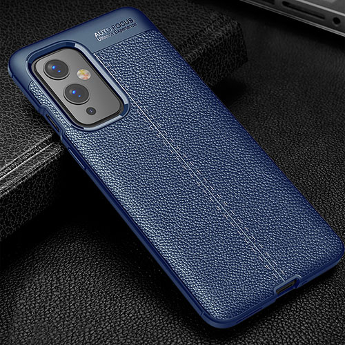 Soft Silicone Gel Leather Snap On Case Cover WL1 for OnePlus 9 5G Blue