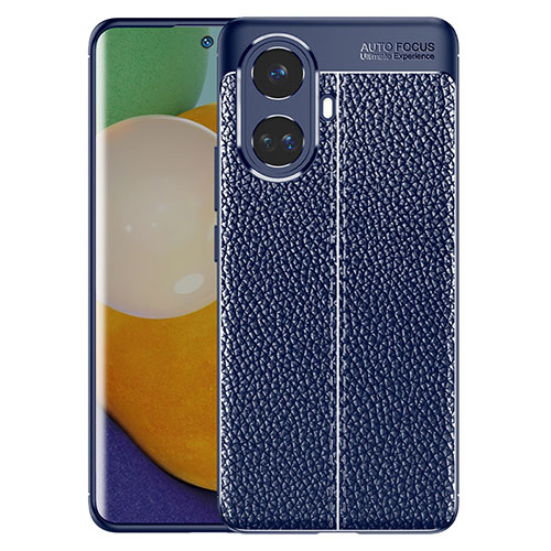 Soft Silicone Gel Leather Snap On Case Cover WL1 for Realme 10 Pro+ Plus 5G Blue