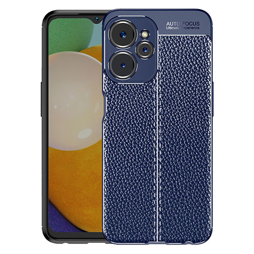 Soft Silicone Gel Leather Snap On Case Cover WL1 for Realme 9i 5G Blue