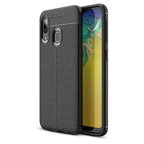 Soft Silicone Gel Leather Snap On Case Cover WL1 for Samsung Galaxy A20e Black