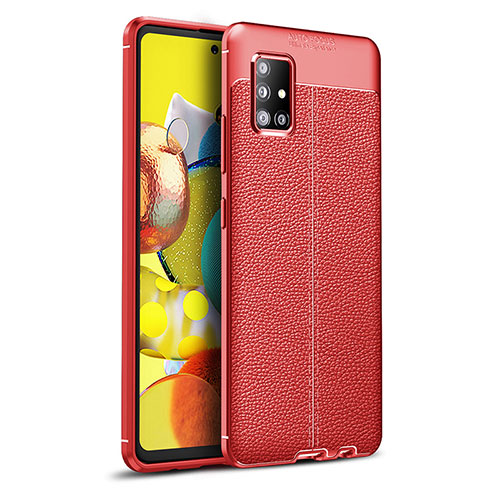 Soft Silicone Gel Leather Snap On Case Cover WL1 for Samsung Galaxy A51 5G Red