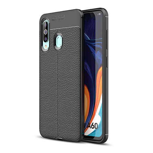 Soft Silicone Gel Leather Snap On Case Cover WL1 for Samsung Galaxy M40 Black