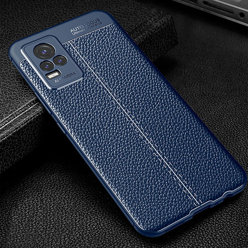 Soft Silicone Gel Leather Snap On Case Cover WL1 for Vivo V21e 4G Blue