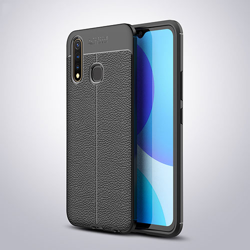 Soft Silicone Gel Leather Snap On Case Cover WL1 for Vivo Y19 Black