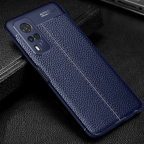 Soft Silicone Gel Leather Snap On Case Cover WL1 for Vivo Y51 (2021) Blue