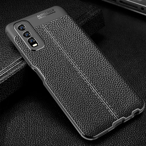 Soft Silicone Gel Leather Snap On Case Cover WL1 for Vivo Y51s 5G Black