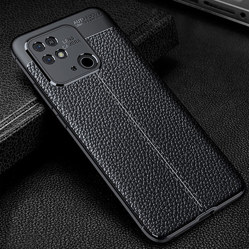Soft Silicone Gel Leather Snap On Case Cover WL1 for Xiaomi Redmi 10 India Black