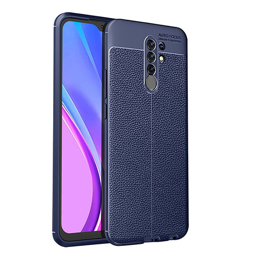 Soft Silicone Gel Leather Snap On Case Cover WL1 for Xiaomi Redmi 9 Prime India Blue