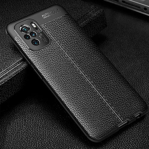 Soft Silicone Gel Leather Snap On Case Cover WL1 for Xiaomi Redmi Note 10 4G Black