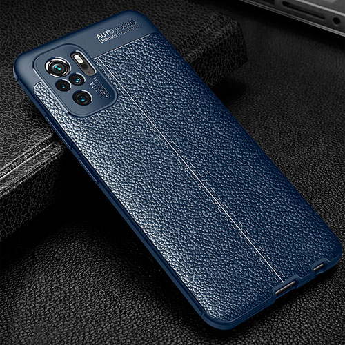 Soft Silicone Gel Leather Snap On Case Cover WL1 for Xiaomi Redmi Note 10 4G Blue