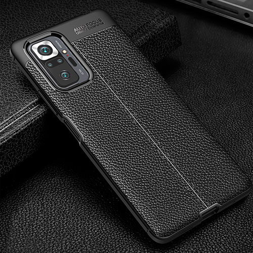 Soft Silicone Gel Leather Snap On Case Cover WL1 for Xiaomi Redmi Note 10 Pro 4G Black