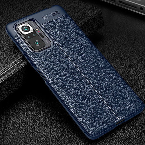 Soft Silicone Gel Leather Snap On Case Cover WL1 for Xiaomi Redmi Note 10 Pro 4G Blue