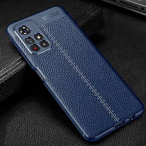 Soft Silicone Gel Leather Snap On Case Cover WL1 for Xiaomi Redmi Note 11S 5G Blue