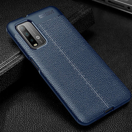 Soft Silicone Gel Leather Snap On Case Cover WL1 for Xiaomi Redmi Note 9 4G Blue