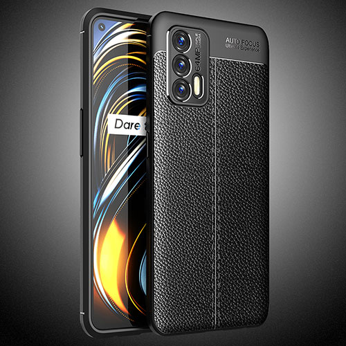 Soft Silicone Gel Leather Snap On Case Cover WL2 for Realme Q3 Pro 5G Black