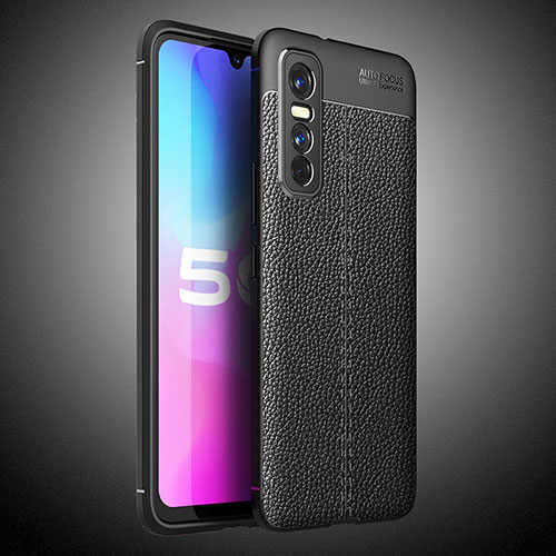 Soft Silicone Gel Leather Snap On Case Cover WL2 for Vivo Y73s 5G Black