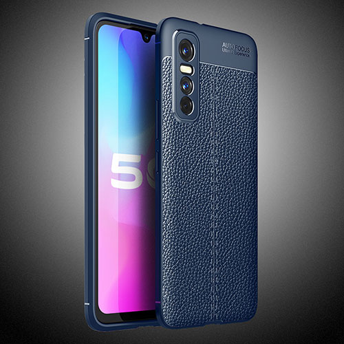 Soft Silicone Gel Leather Snap On Case Cover WL2 for Vivo Y73s 5G Blue