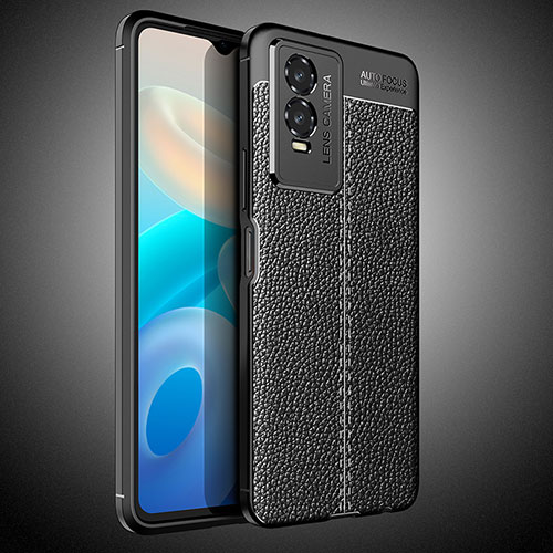 Soft Silicone Gel Leather Snap On Case Cover WL2 for Vivo Y76s 5G Black