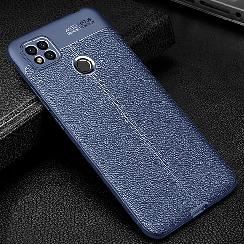 Soft Silicone Gel Leather Snap On Case Cover WL2 for Xiaomi POCO C3 Blue