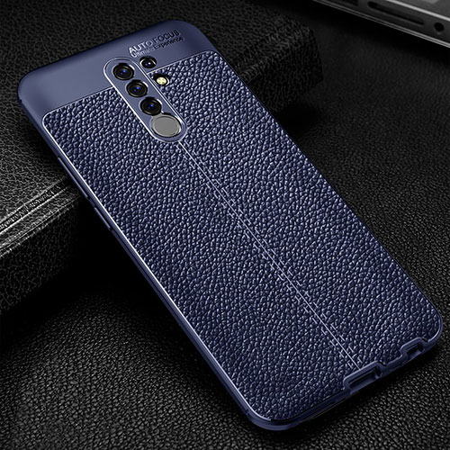 Soft Silicone Gel Leather Snap On Case Cover WL2 for Xiaomi Poco M2 Blue