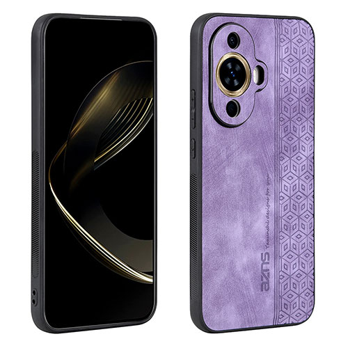 Soft Silicone Gel Leather Snap On Case Cover YZ1 for Huawei Nova 11 Clove Purple