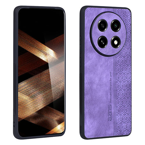 Soft Silicone Gel Leather Snap On Case Cover YZ1 for Oppo A2 Pro 5G Clove Purple