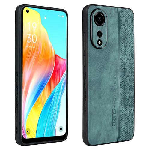 Soft Silicone Gel Leather Snap On Case Cover YZ1 for Oppo A78 4G Green