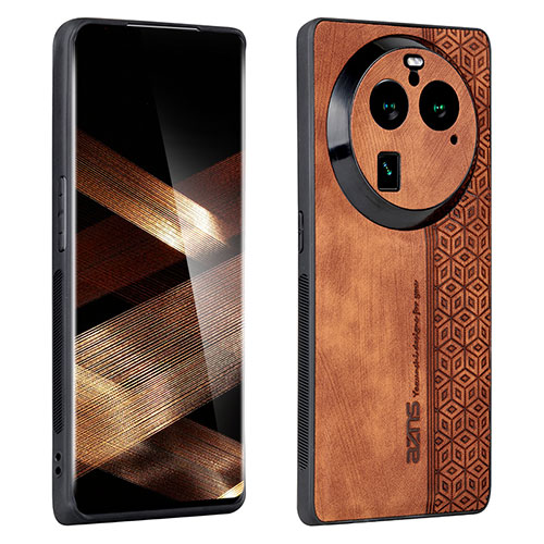 Soft Silicone Gel Leather Snap On Case Cover YZ1 for Oppo Find X6 5G Brown